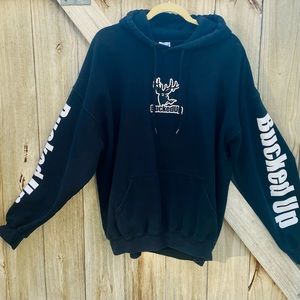 Womens Bucked up Hoodie in Black with White Lettering